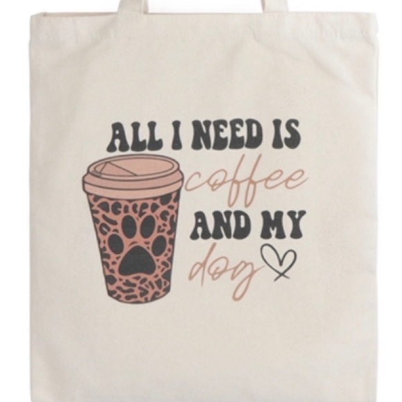 286 $12 start❤️Cute summer tote bag All I Need is Coffee and My Dog - Picture 2 of 2